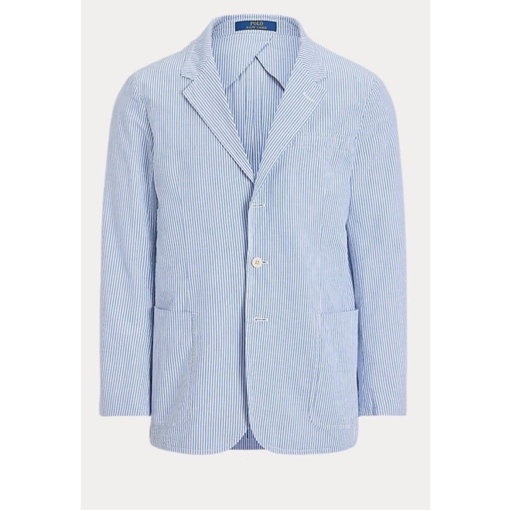 Polo Ralph Lauren Blazer Men's XL Soft Modern Seersucker Suit Jacket Preppy Blue